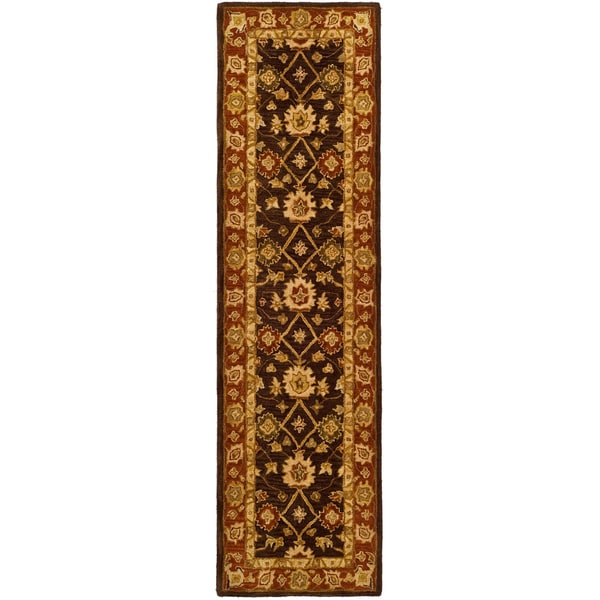 Handmade Kerman Olive/ Rust Wool Runner (2'3 x 20') Safavieh Runner Rugs