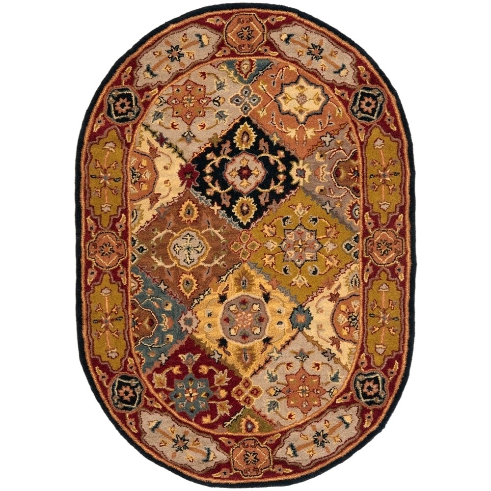 Handmade Heritage Bakhtiari Multi/ Red Wool Rug (76 X 96 Oval)