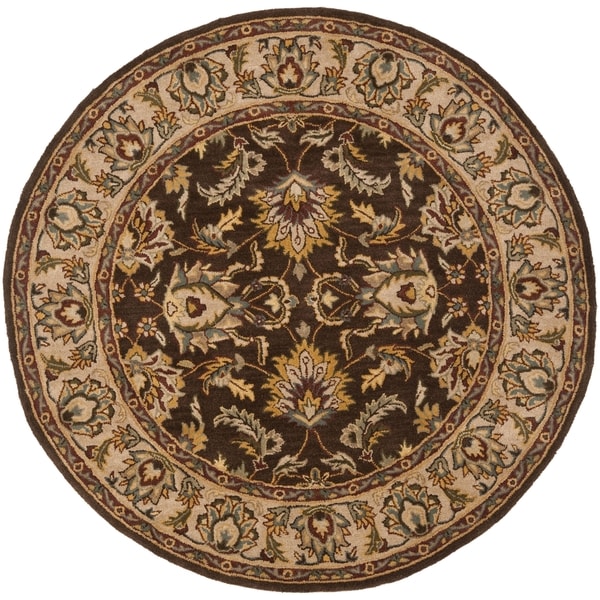 Safavieh Handmade Heritage Timeless Traditional Brown/ Ivory Wool Rug - 6' x 6' Round