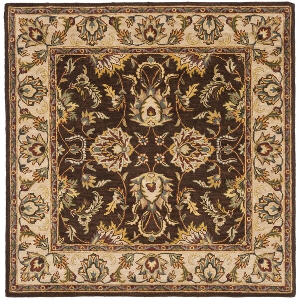 Safavieh Handmade Heritage Timeless Traditional Brown/ Ivory Wool Rug - 6' x 6' Square