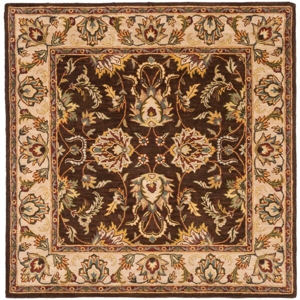 Safavieh Handmade Heritage Timeless Traditional Brown/ Ivory Wool Rug - 6' x 6' Square