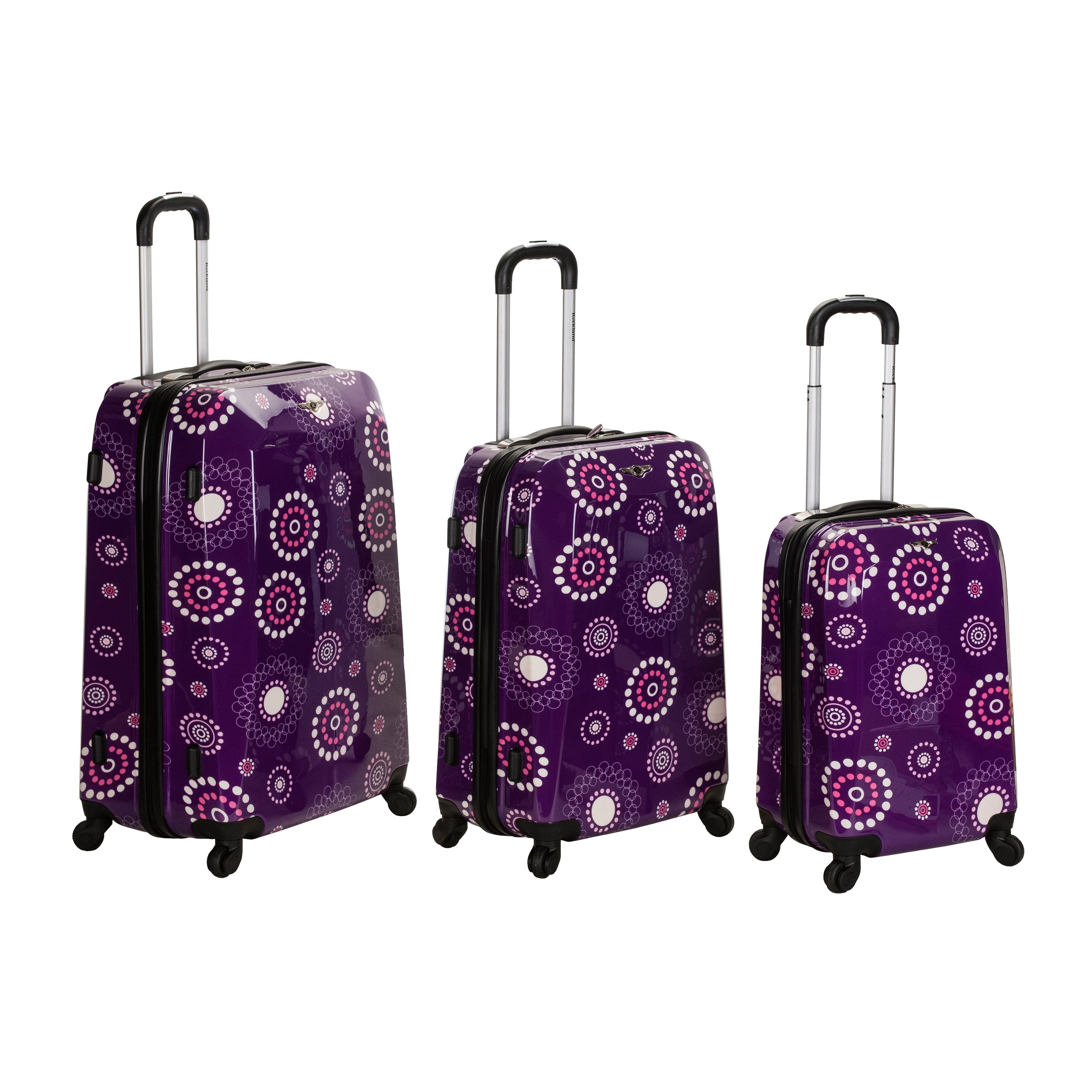 Rockland Vision Pearl Circles Light Weight 3 piece Hardside Spinner Luggage Set