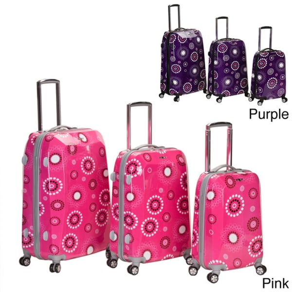 Rockland Vision Pearl Circles Light Weight 3 piece Hardside Spinner Luggage Set Rockland Three piece Sets