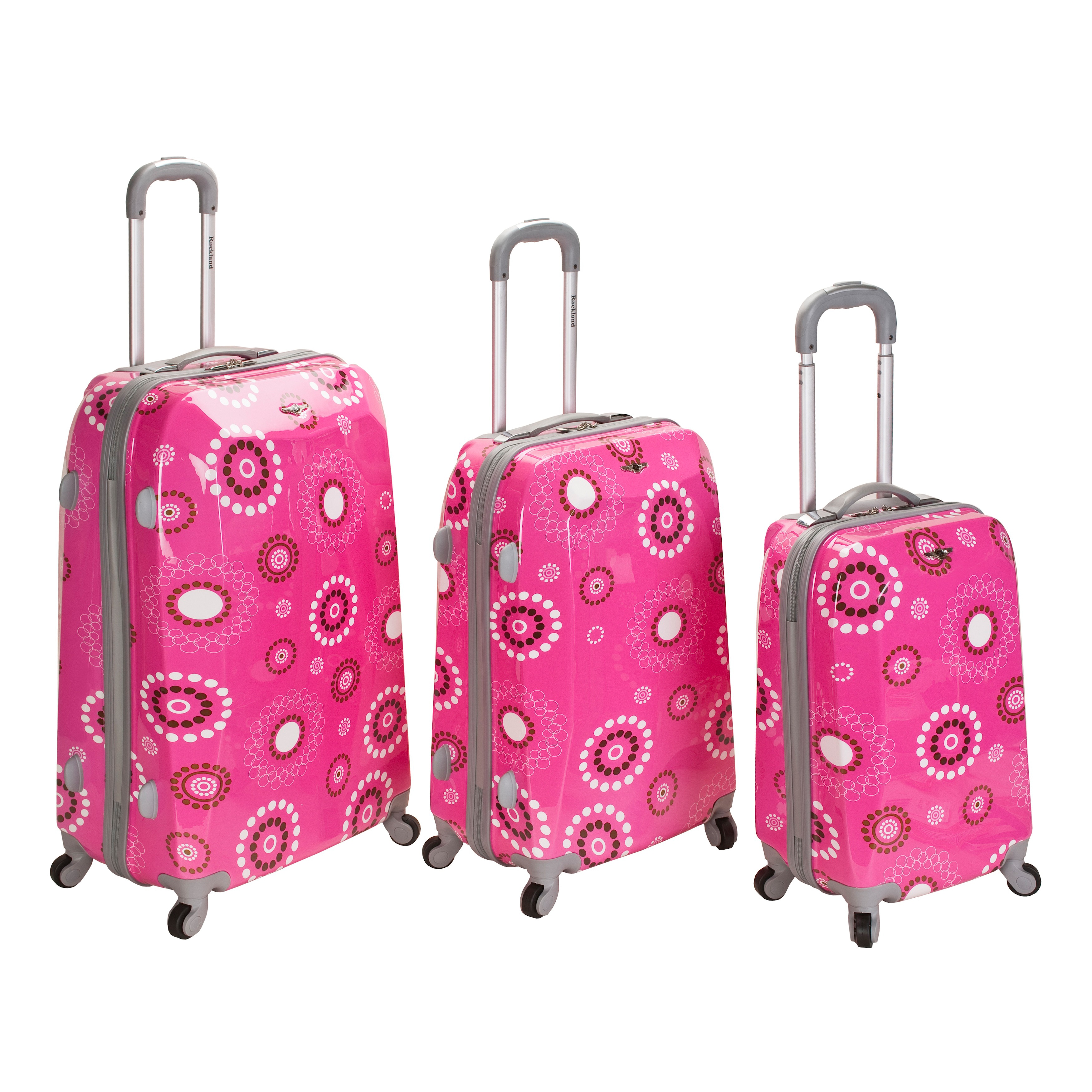 Rockland Vision Pearl Circles Light Weight 3 piece Hardside Spinner Luggage Set