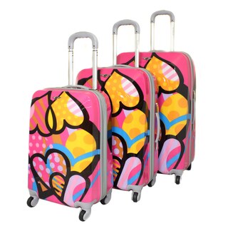 Rockland Vision Pink Heart 3-piece Hardside Spinner Luggage Set ...