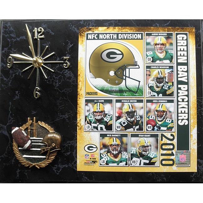 2010 Green Bay Packers Quartz Clock with Black Marble Finish