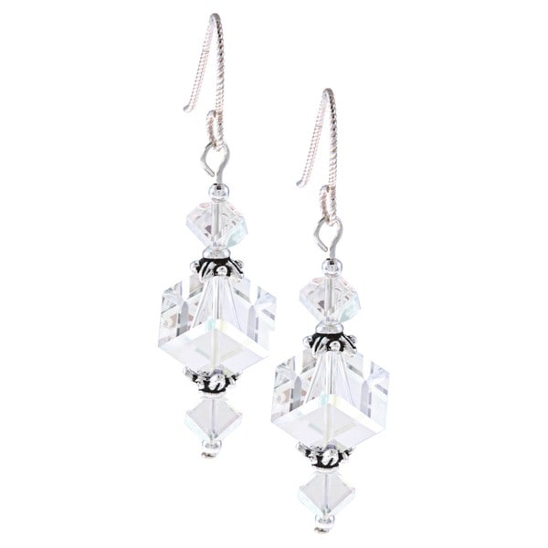 Argentium Silver AB Cube Crystal Earrings Earrings