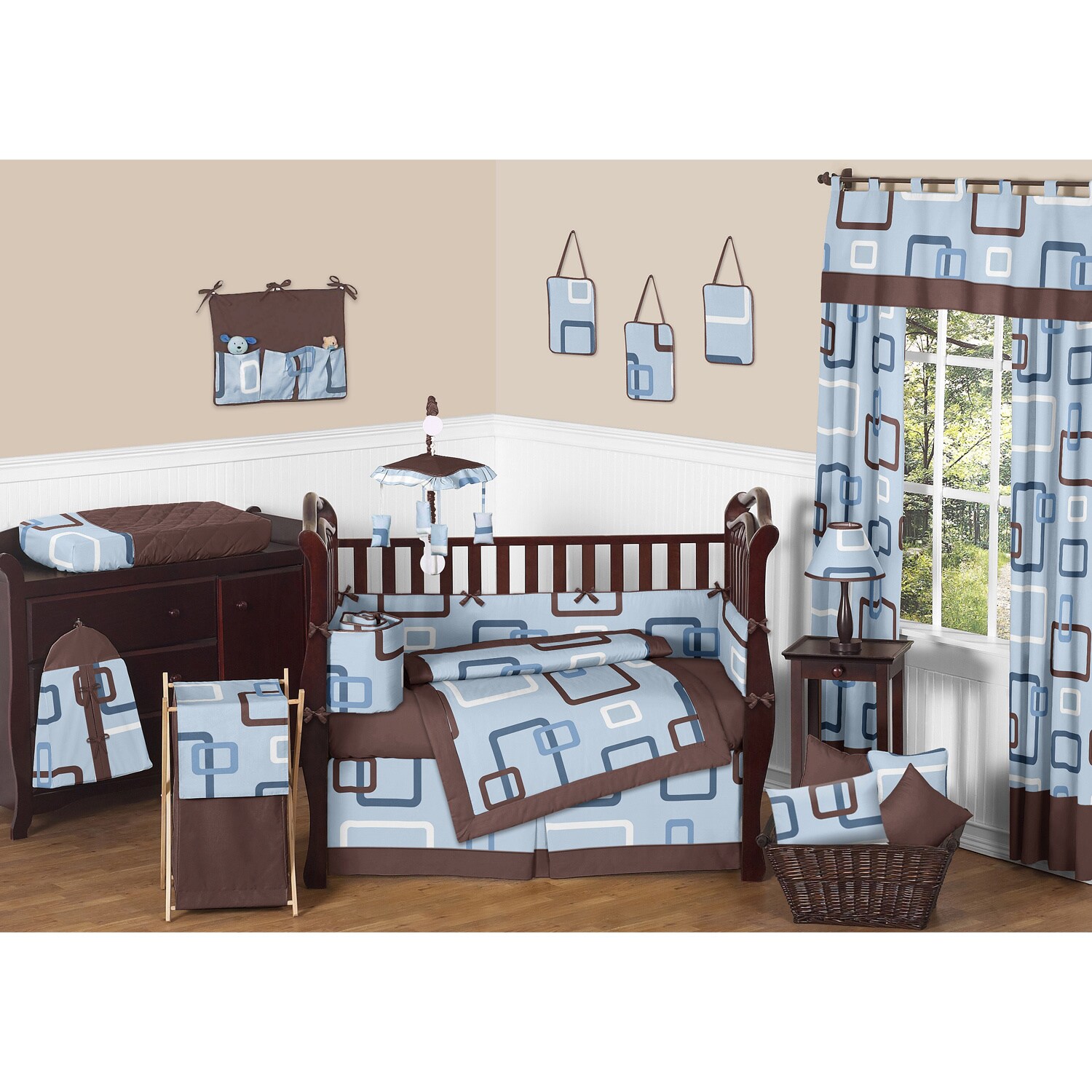 Shop Sweet Jojo Designs Geo Blue 9piece Crib Bedding Set Free
