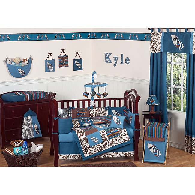 Blue Surf 9 piece Crib Bedding Set