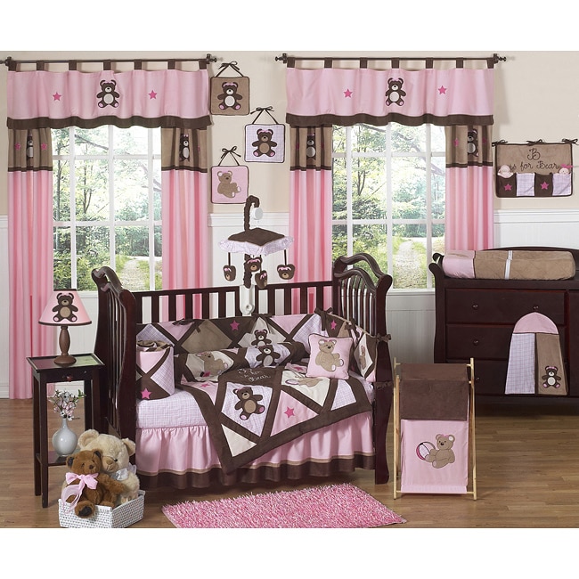 sale pom pom rug for Crib Teddy Set  13109485 9 Jojo Bedding  piece Designs Sweet Bear Pink