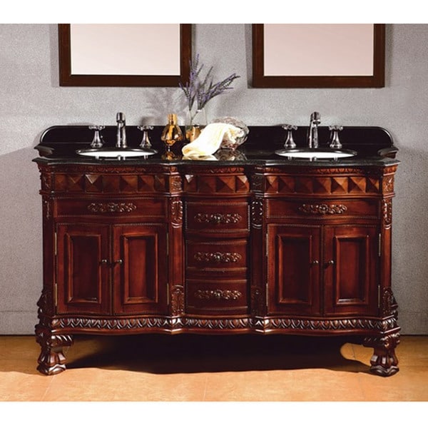 Ove Decors Birmingham 60 Inch Dark Cherry And Granite Double Ove Decors Birmingham 60 Inch Dark Cherry And Granite Double Sink Bathroom Vanity