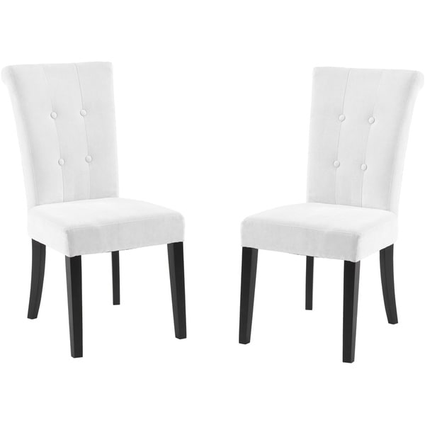 Tufted Off White Fabric Dining Chair (set of 2)