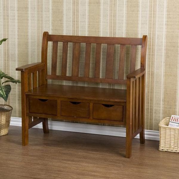 Hillside Oak Country Storage Bench - Overstock - 5299298