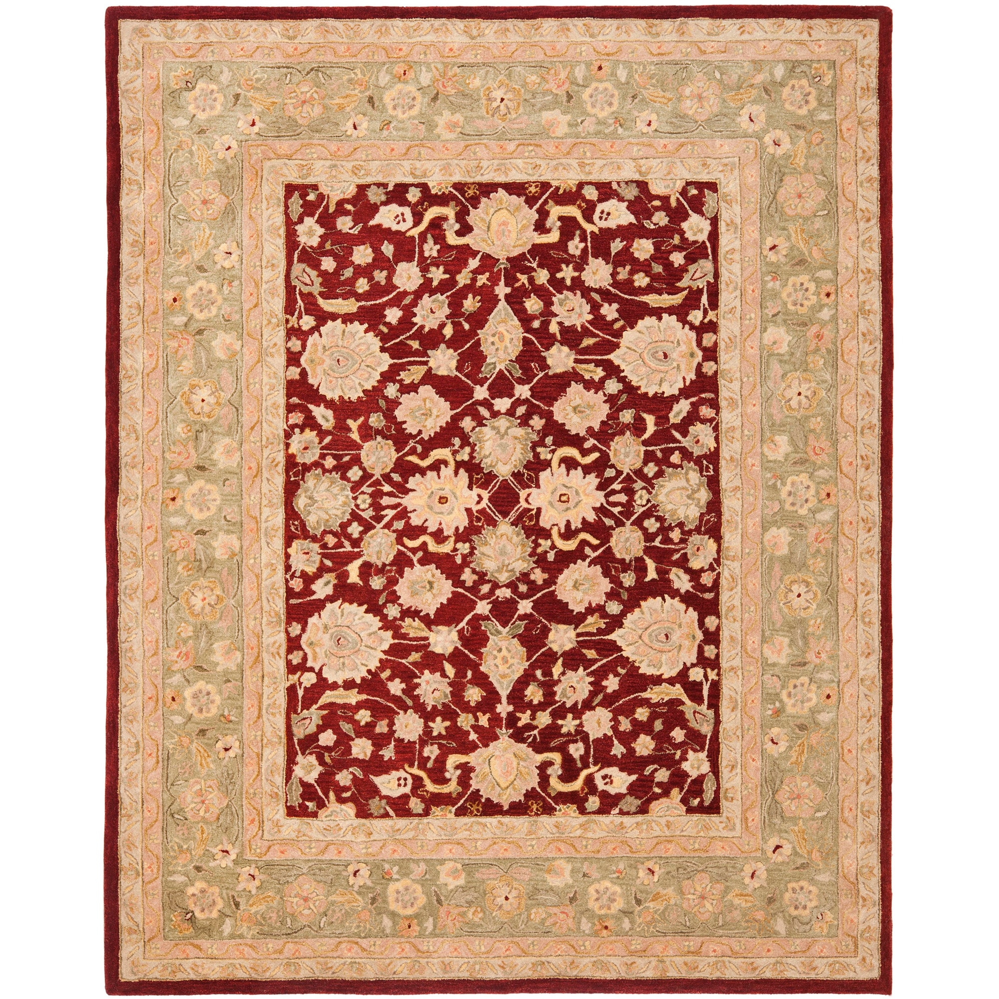 Handmade Ancestry Red/ Green Wool Rug (6 X 9)