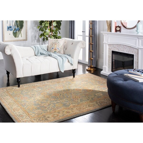 Shop Safavieh Handmade Oushak Slate Blue/ Ivory Wool Rug 4' x 6' On