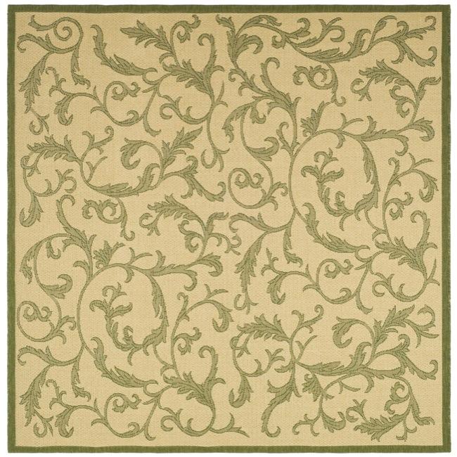 Indoor/ Outdoor Mayaguana Natural/ Olive Rug (710 Square)