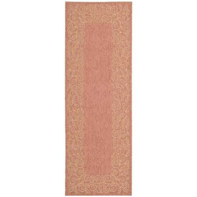 Rust/sand Indoor/outdoor Border Pattern Rug (24 X 67)