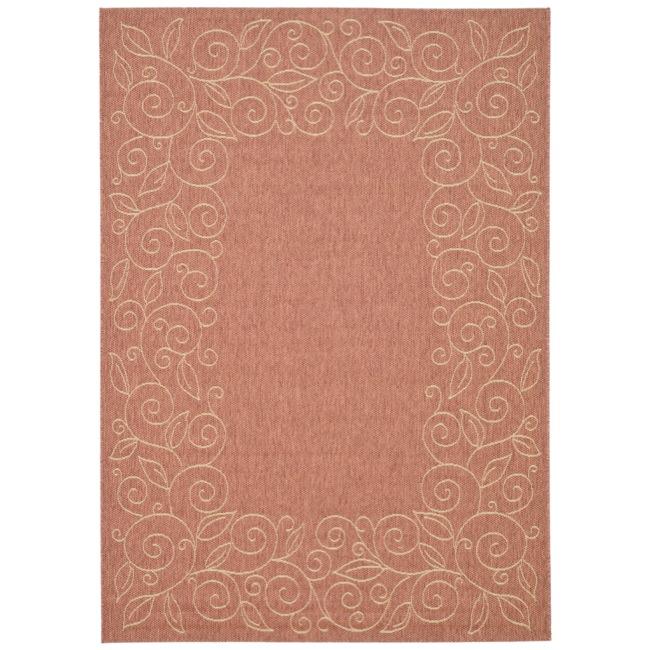 Rust/sand Indoor/outdoor Border Pattern Rug (27 X 5)