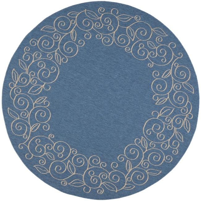 Indoor/ Outdoor Blue/ Ivory Rug (67 Round)