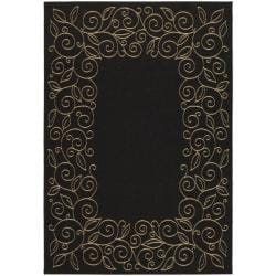 Indoor/ Outdoor Black/ Sand Rug (4' x 5'7) Safavieh 3x5   4x6 Rugs