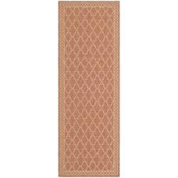 Contemporary Indoor/Outdoor Rust/Sand Rug (2'7" x 8'2") Safavieh Runner Rugs