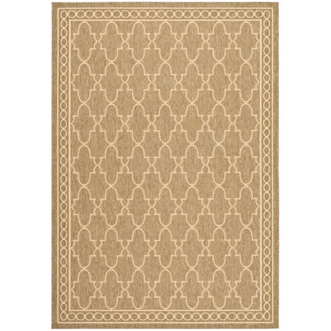 Indoor/ Outdoor Dark Beige/ Beige Rug (67 X 96)