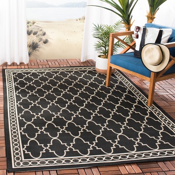 Safavieh Courtyard Trellis All Weather Black Beige