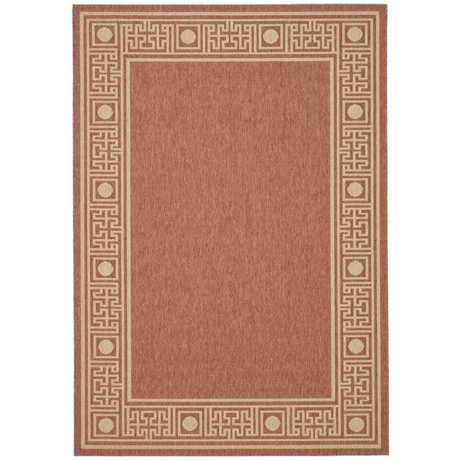 Rust/sand Indoor/outdoor Geometric Border Pattern Rug (27 X 5)