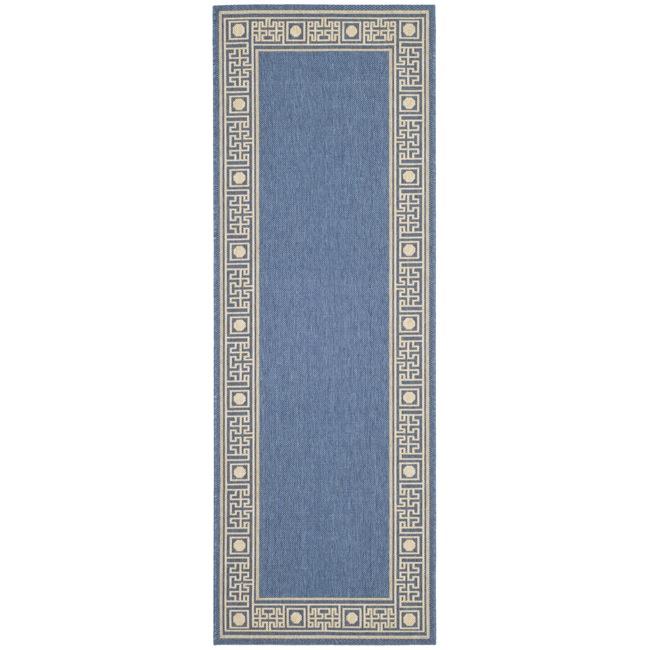 Indoor/ Outdoor Blue/ Ivory Rug (24 X 67)