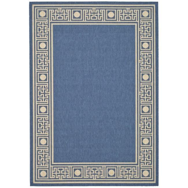 Indoor/outdoor Blue/ivory Power loomed Rug (53 X 77)