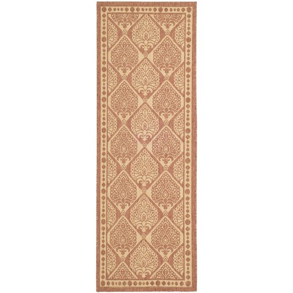 Shop Safavieh Courtyard Damask Rust/ Sand Indoor/ Outdoor Runner 2'4 x 6'7 On Sale Free