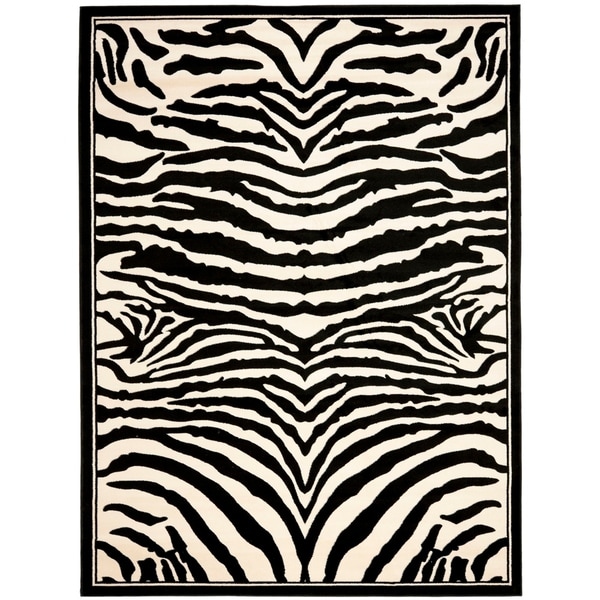 Safavieh Lyndhurst Contemporary Zebra Black/ Ivory Rug - 8' x 11'