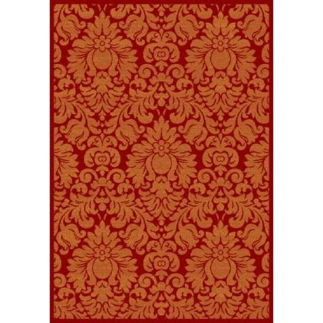 Fine spun Damask Red/ Rust Area Rug (710 X 11)