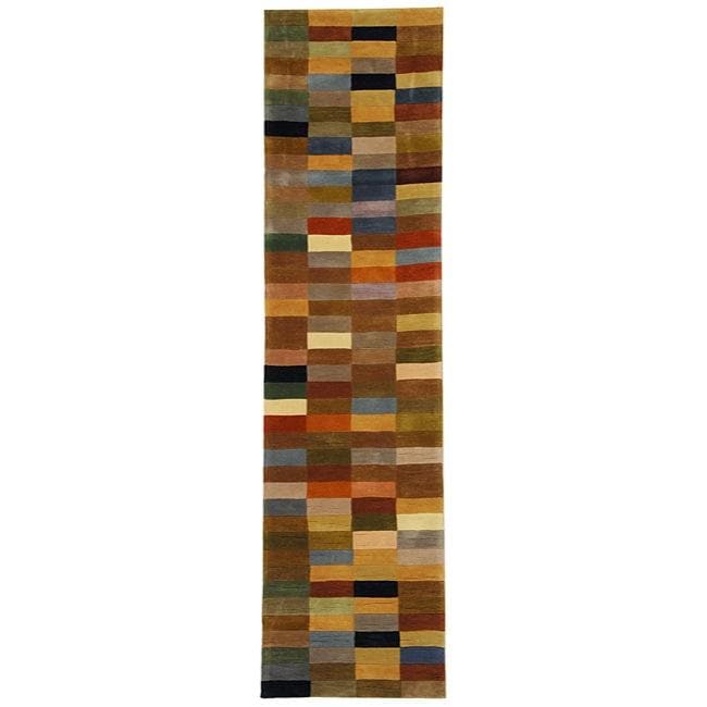 Handmade Rodeo Drive Patchwork Multicolor N.Z. Wool Runner (26 X 14)