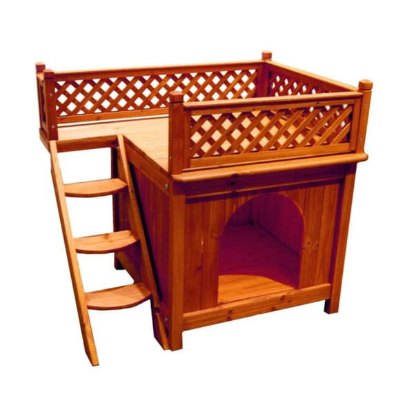 Shop Merry Products Balcony View Natural Wood Dog House Free Shipping