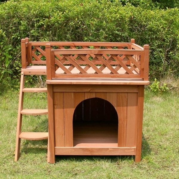 merry products room with a view wood dog & cat house