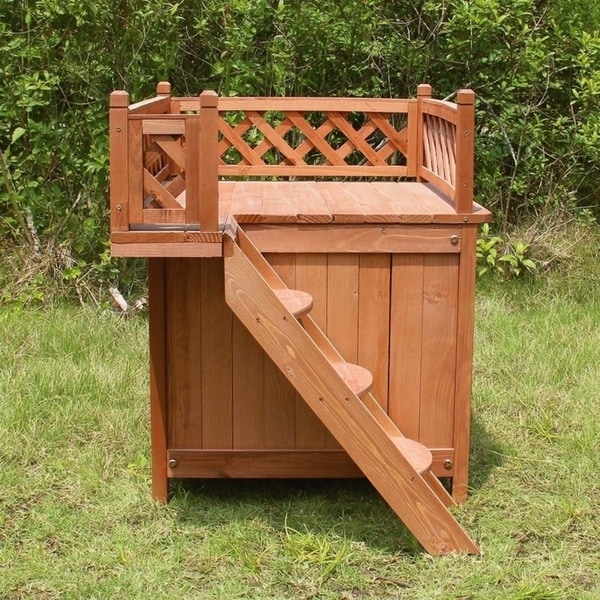 merry products room with a view wood dog & cat house