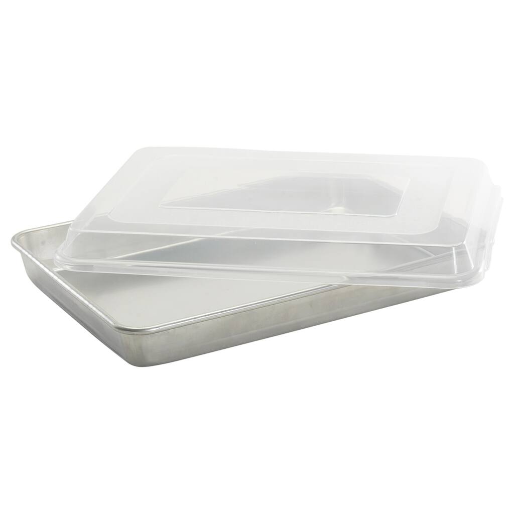 Nordic Ware Natural High-Sided Sheet Cake Pan with Lid - Silver