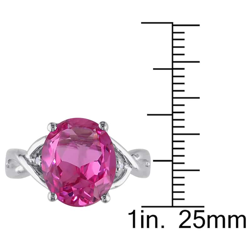 Miadora Sterling Silver Created Pink Sapphire and Diamond Fashion Ring
