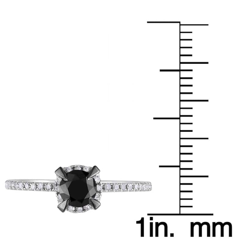 Miadora 10k White Gold 1ct TDW Round Black and White Diamond Ring