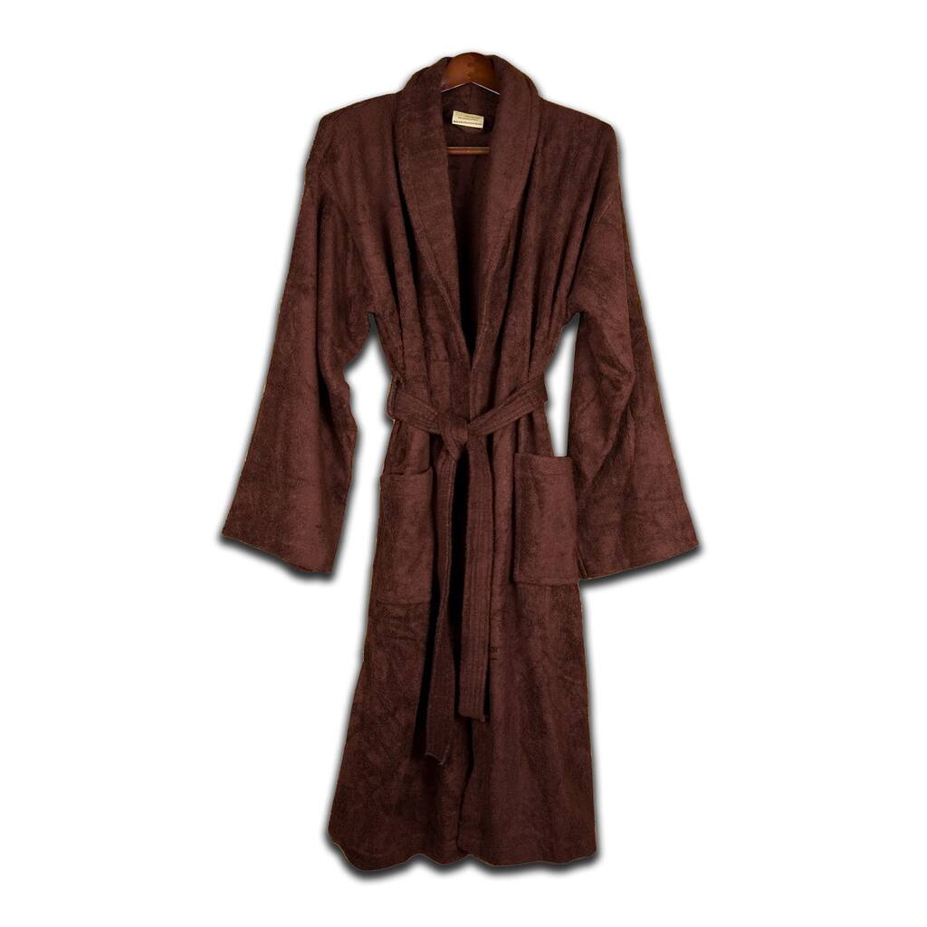Unisex Turkish Organic Cotton Terry Bath Robe - Chocolate