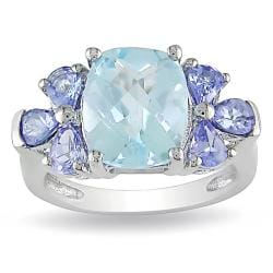 Sterling Silver Blue Topaz and Tanzanite Fashion Ring Miadora Gemstone Rings