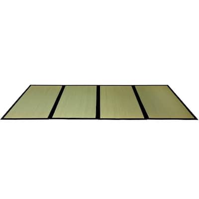Handmade Rush Grass Large Folding Tatami Mat - 35.40"W x 79.00"D x 0.25"H
