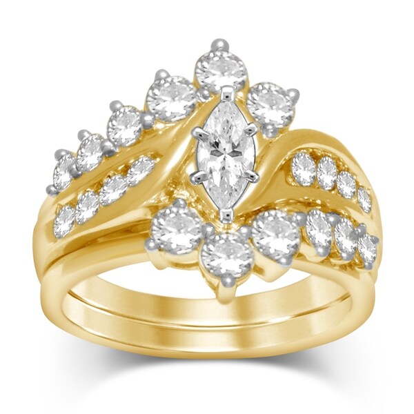 Shop 14k Yellow Gold  2ct TDW Diamond Bridal  Ring  Set On 