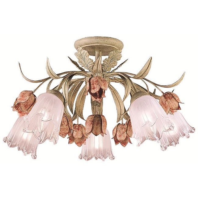 Southport 5 light Sage/ Rose Semi flush Mount