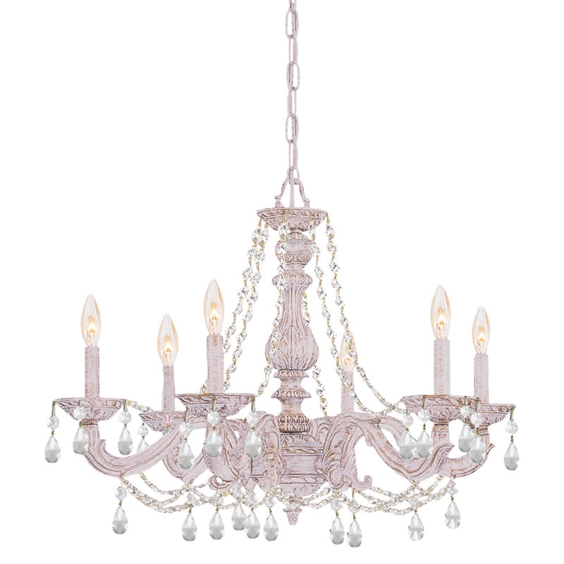 Crystorama Sutton 6-light Antique White/ Crystal Chandelier - Chandeliers For Bedrooms by Overstock.com