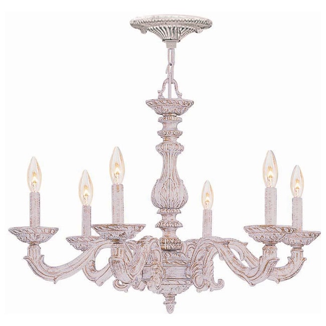 Crystorama Sutton 6-light Antique White Chandelier - Chandeliers For Bedrooms by Overstock.com