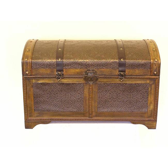 Nostalgic Treasure Chest Styled Wood Trunk