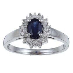 10k White Gold Blue Sapphire and 1/4ct TDW Diamond Ring (G-H,I1-I2)