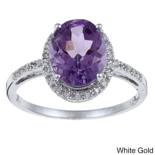 Shop Viducci 10k Gold Amethyst and 1/10ct TDW Diamond Ring (G-H, I1-I2 ...